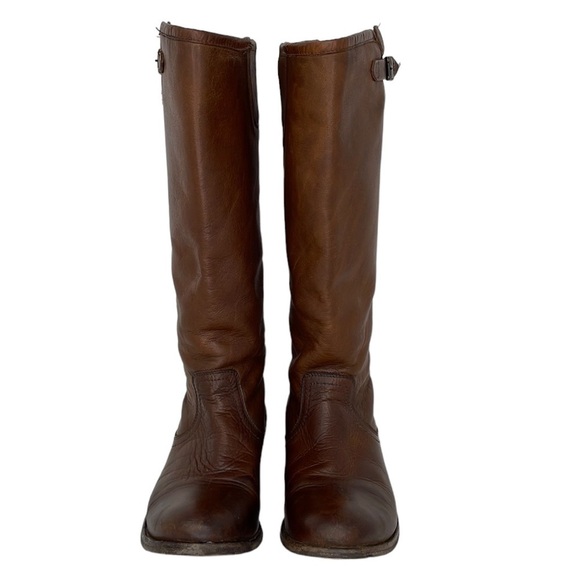 Frye Riding Boots Tall Equestrian Leather Buckle Zip Brown Size 6 - Picture 3 of 13